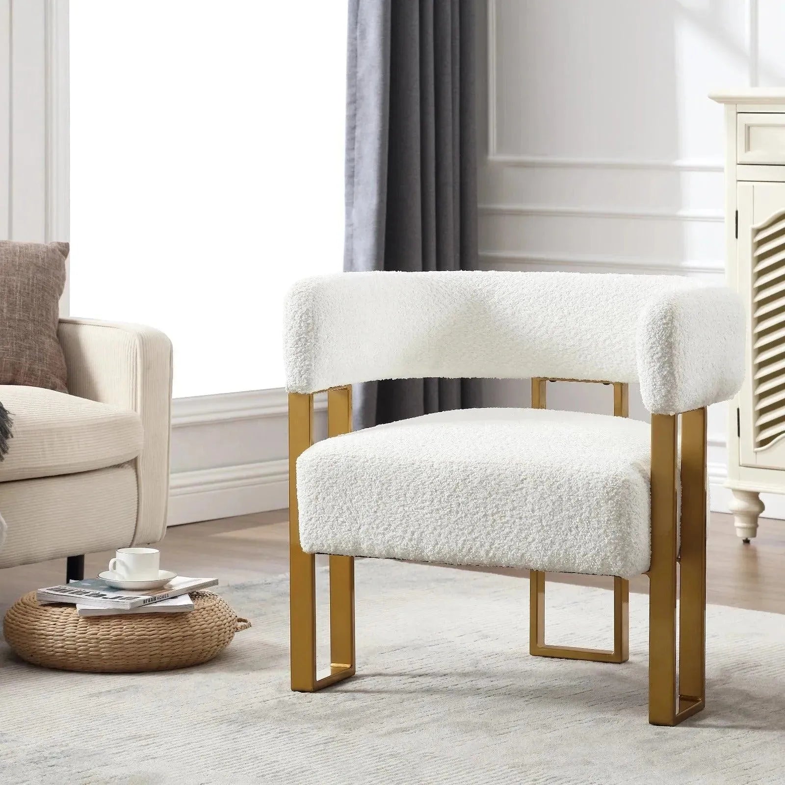 Feronza™ Armchair – Chenille Stoffen Lounge Stoel met Brede Rugleuning voor Woonkamer en Slaapkamer - Feronza